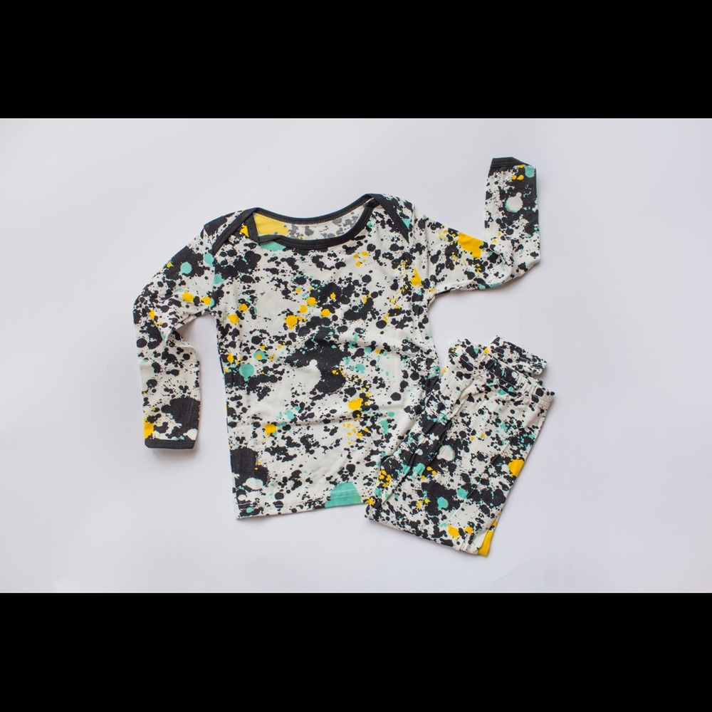 Splatter print bamboo toddler 2 piece pajama set